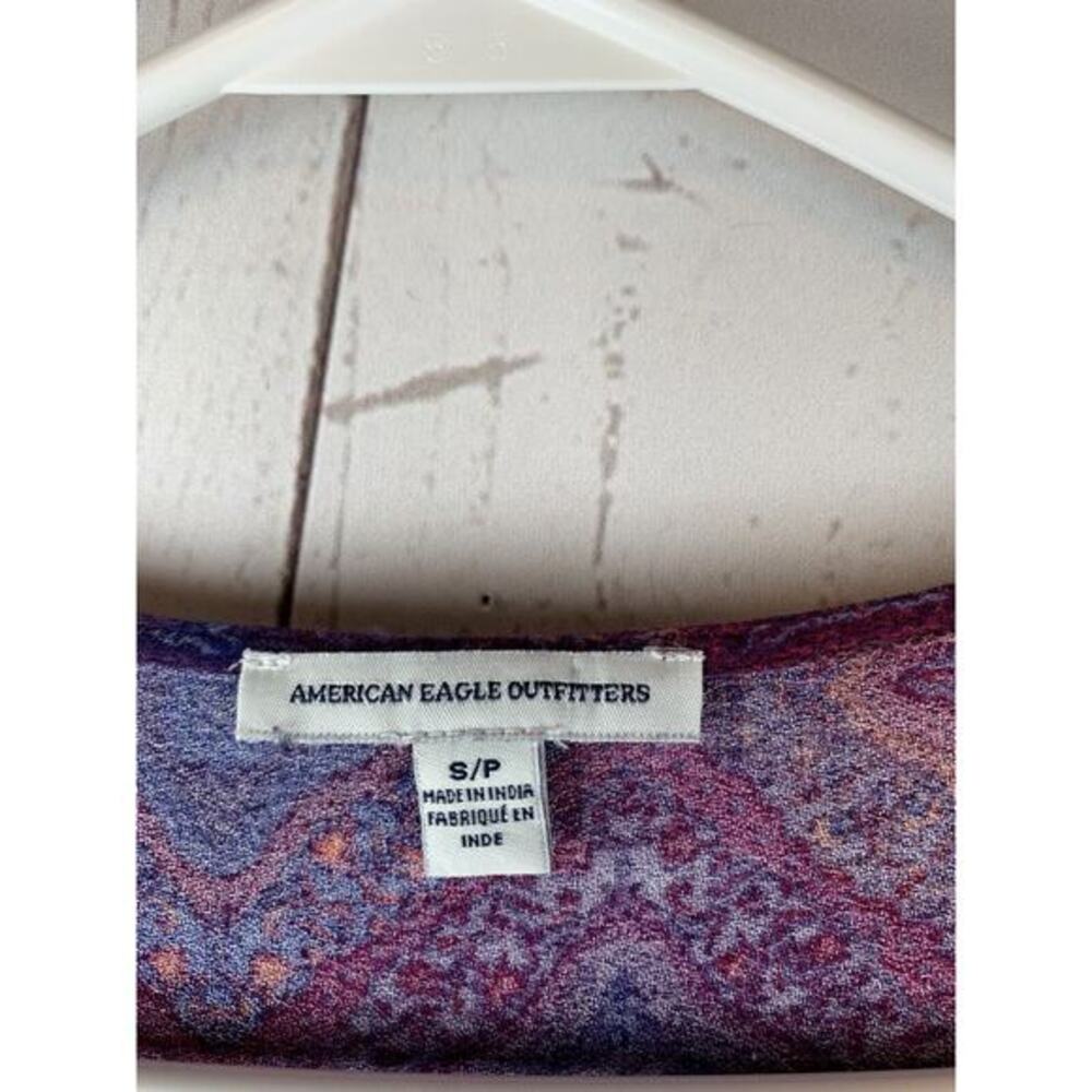 American Eagle Romper Womens‎ Small Purple Boho Long Sleeve Purple Diamond - Picture 3 of 5